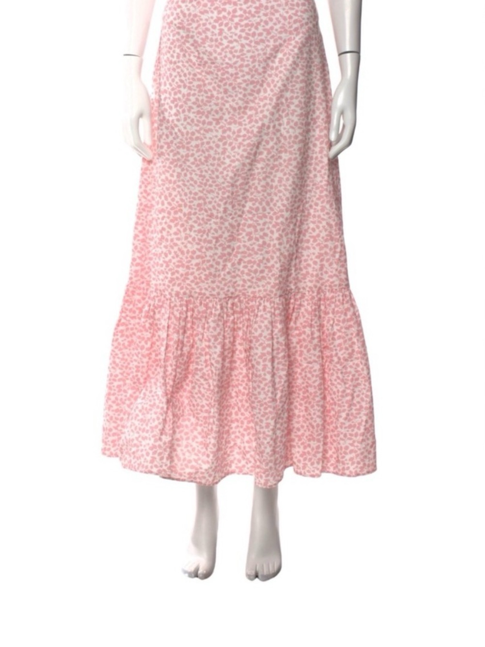Women's Blush Pink Floral Tiered Maxi Skirt